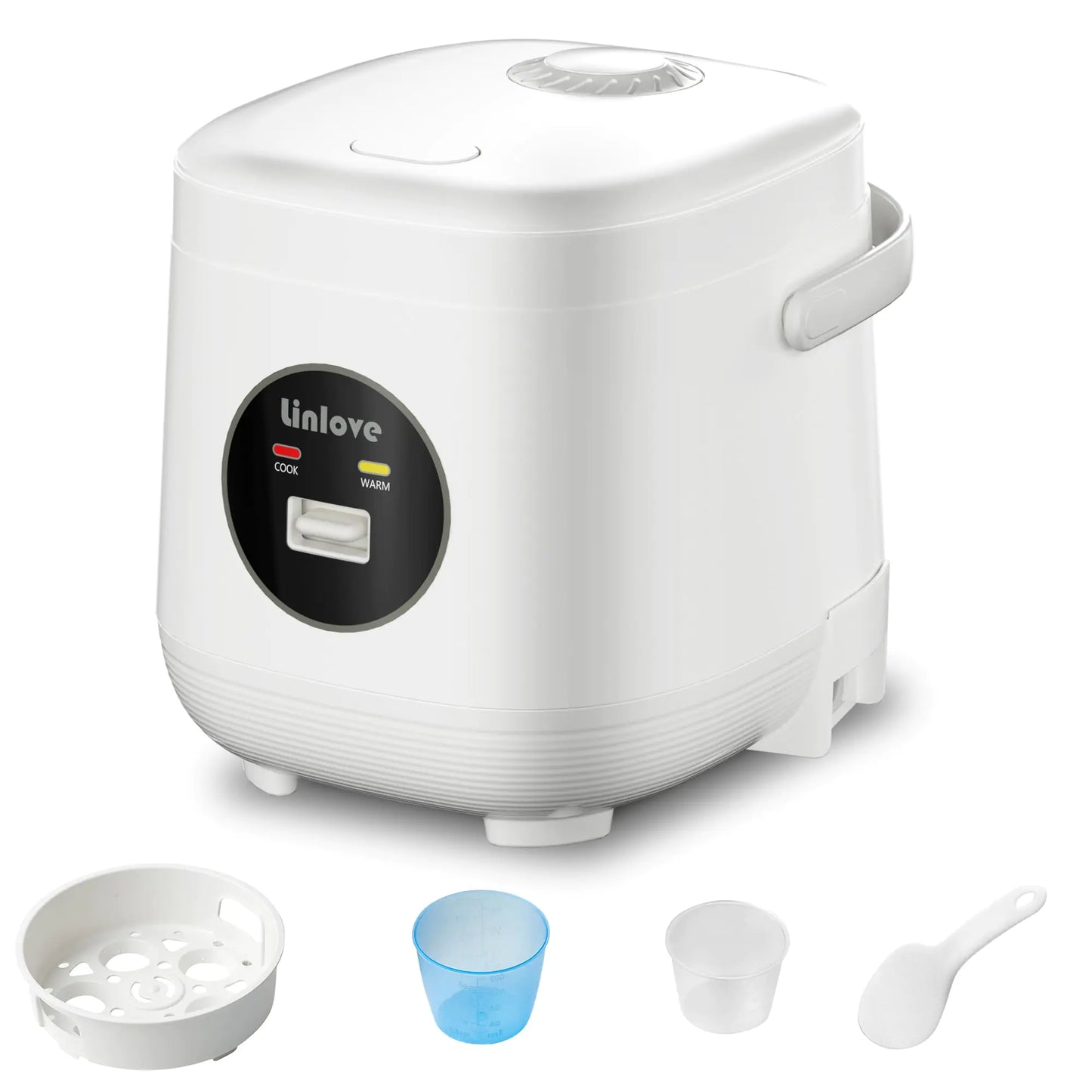 3 Cups Mini Rice Cooker Portable 1.6 Quart Capacity Non-Stick Small Rice Maker Rice cooker with BPA FreeOne Touch & Keep Warm FunctionRecipe BookFood SteamerWhite120V